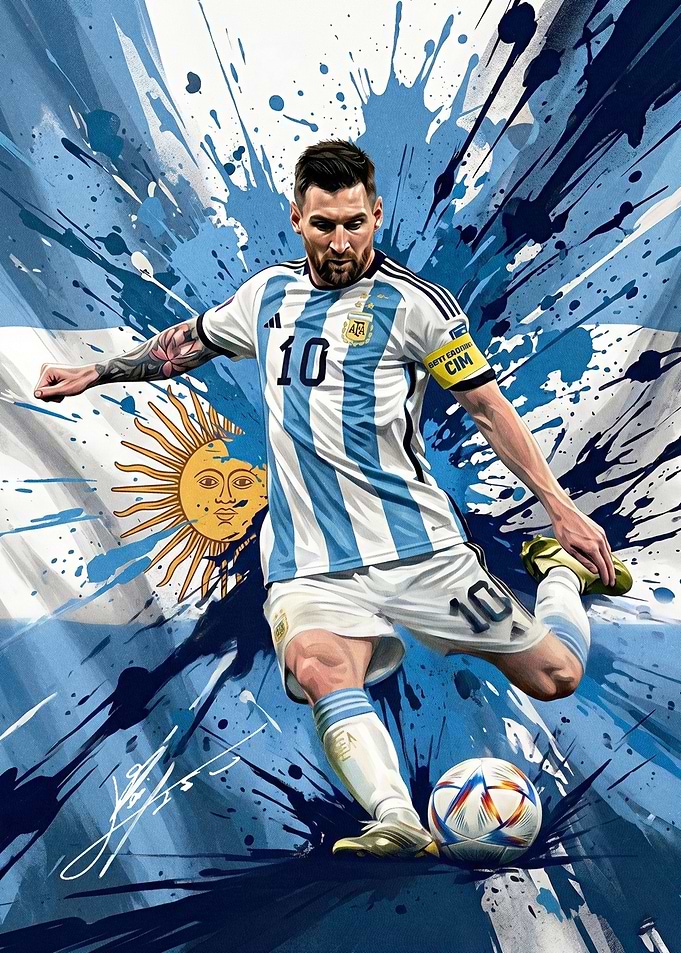 Lionel Messi Kicking Soccer Ball