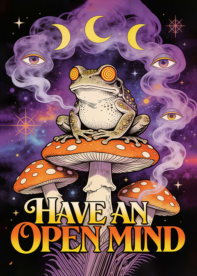 Psychedelic Frog on Mushroom