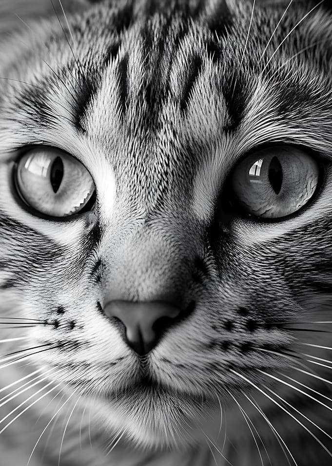 Close-up Black and White Cat Portrait