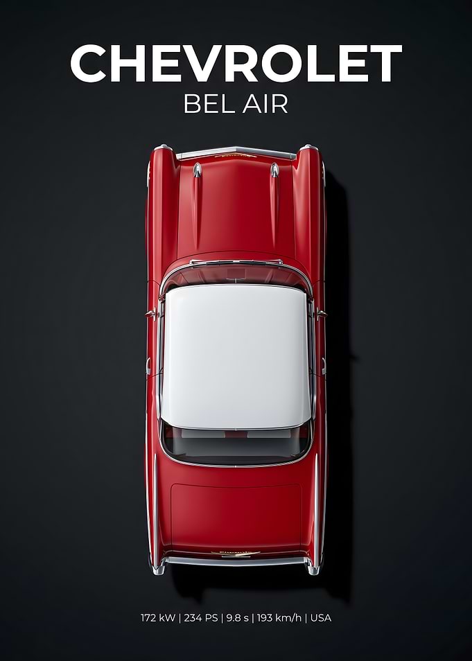Red Chevrolet Bel Air Top View