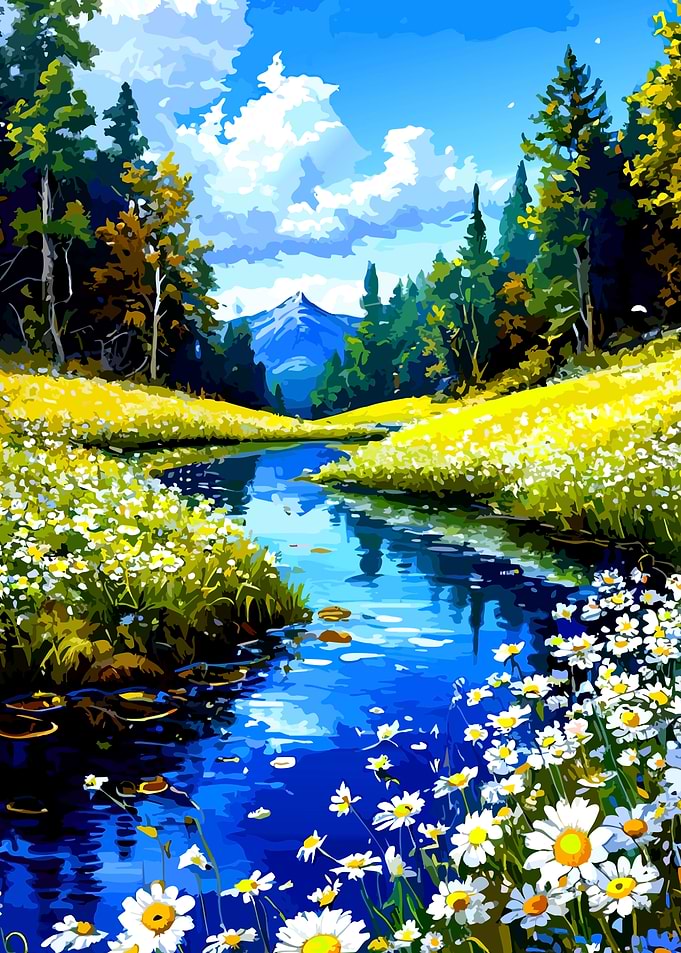 Vibrant Mountain Stream Landscape