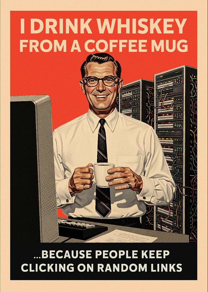 Drink Whiskey From A Coffee Mug Vintage Tech Support