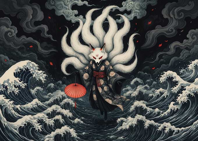 Kitsune Spirit in Stormy Seas