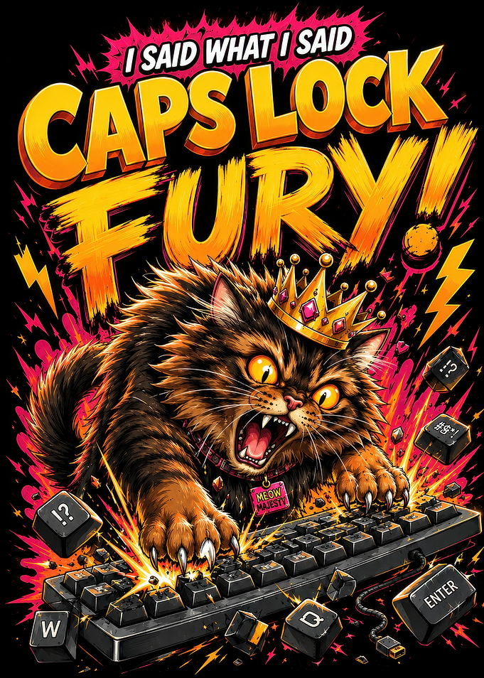 Caps Lock Fury Cat King