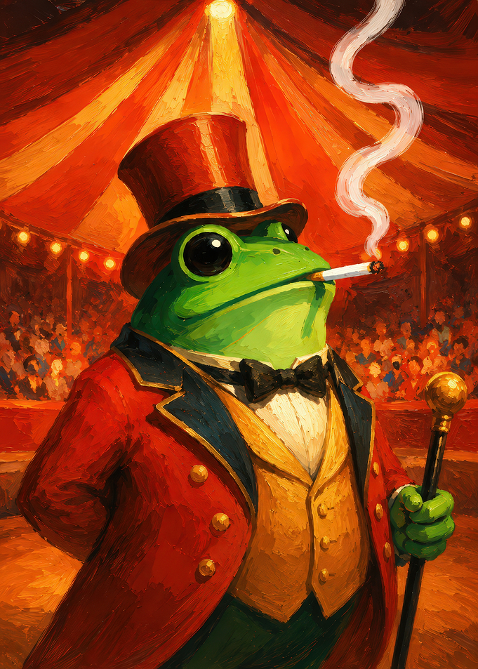 Circus Ringmaster Frog Smoking