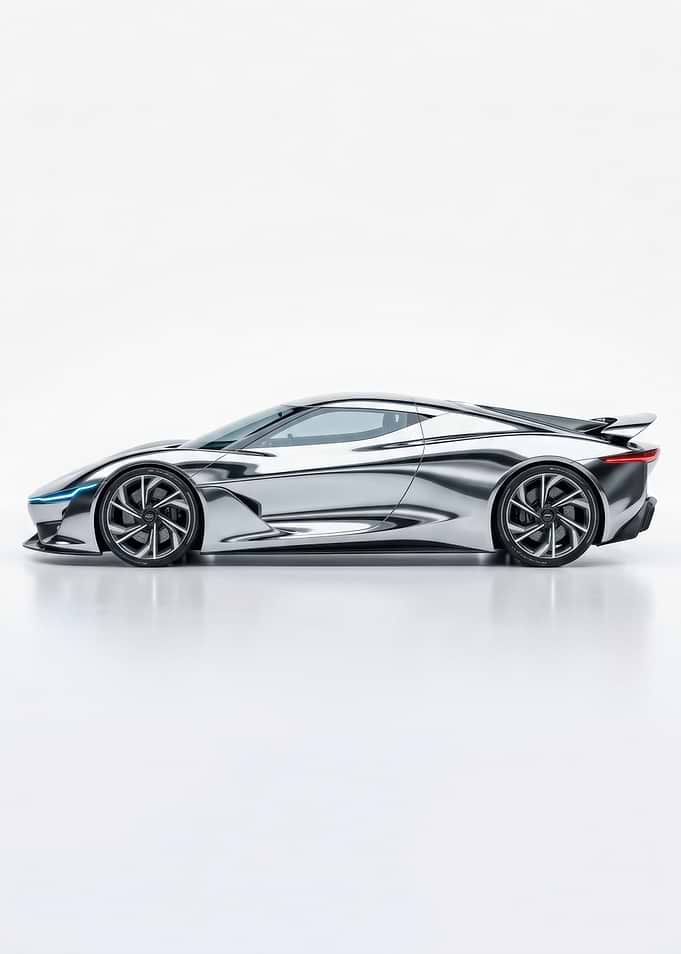 Futuristic Silver Sports Car