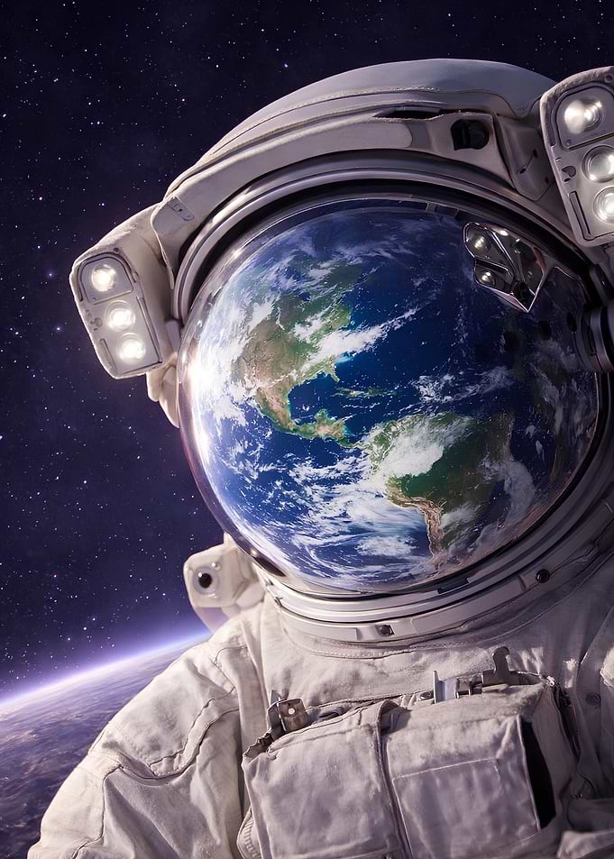 Astronaut Reflecting Earth in Helmet