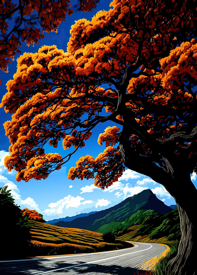 Autumn Road Through Mountains