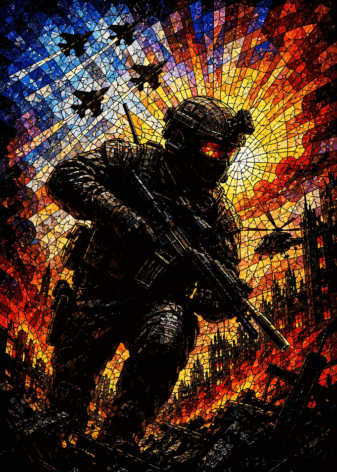 Soldier in Stained Glass Style