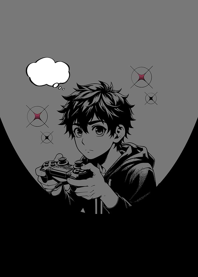 Anime Boy Playing Video Games