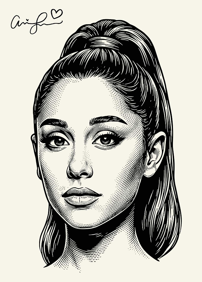 Ariana Grande Portrait with Signature