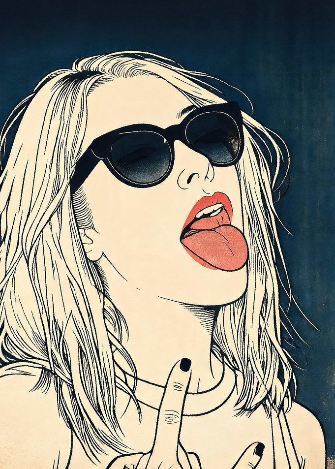 Woman with Sunglasses Sticking Out Tongue