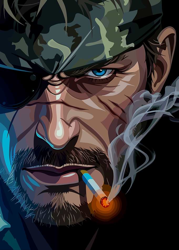 Snake Smoking with Blue Eyes