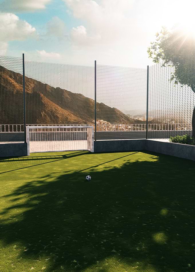Soccer field with a view