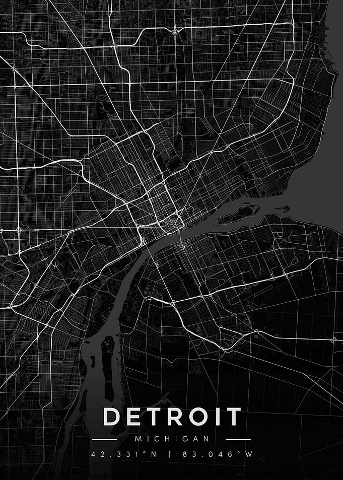 Detroit Michigan Map Art