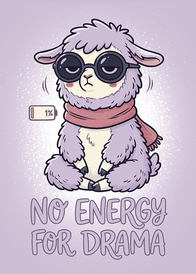 Low Energy Funny Llama with Sunglasses