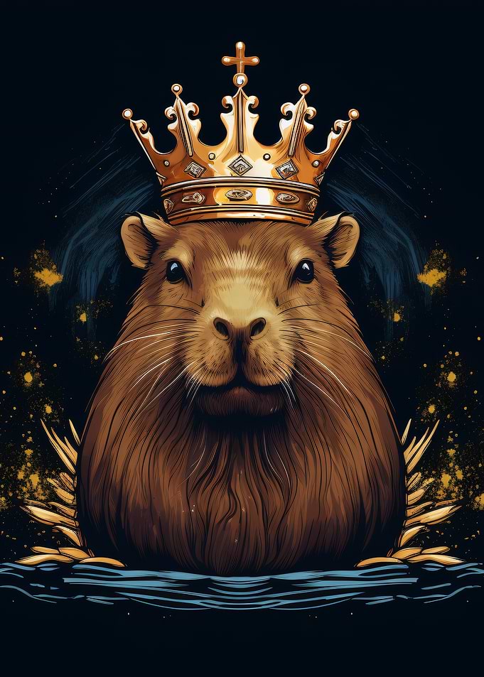 Capybara King with Golden Crown