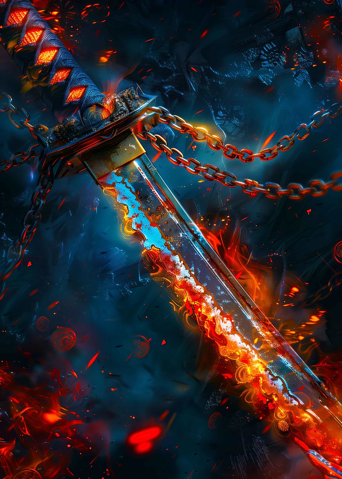 Fiery Katana with Chains