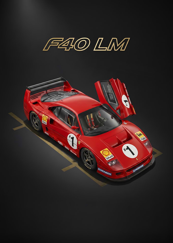 sleek Ferrari F40 LM Race Car poster