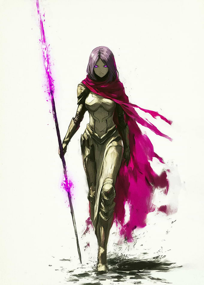 Fantasy Warrior with Magic Staff