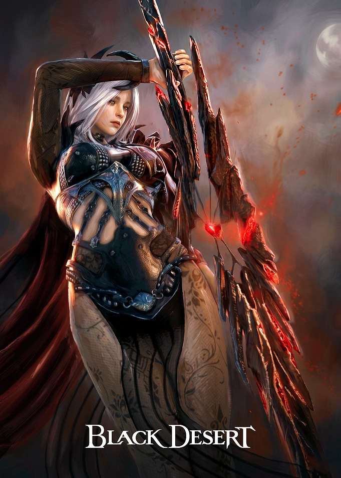 Black Desert Warrior with Glowing Sword