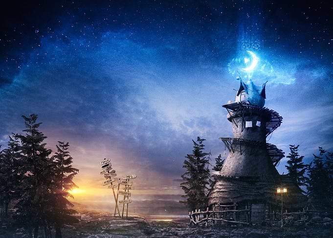 Magical Lighthouse Under a Starry Sky