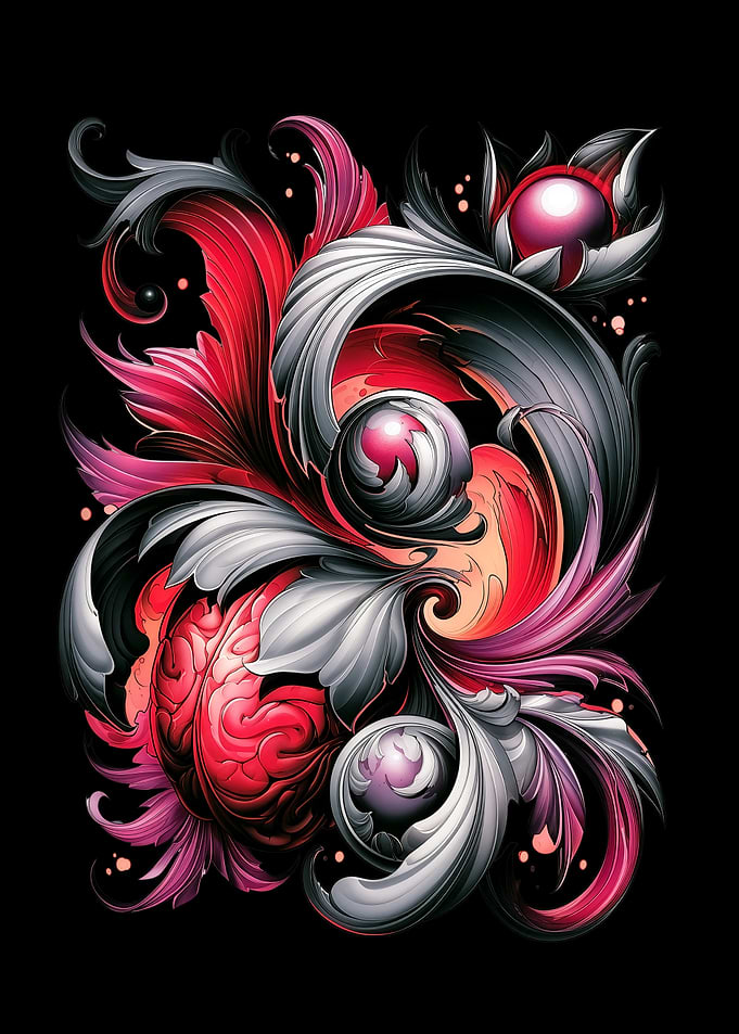 Abstract Brain and Floral Design