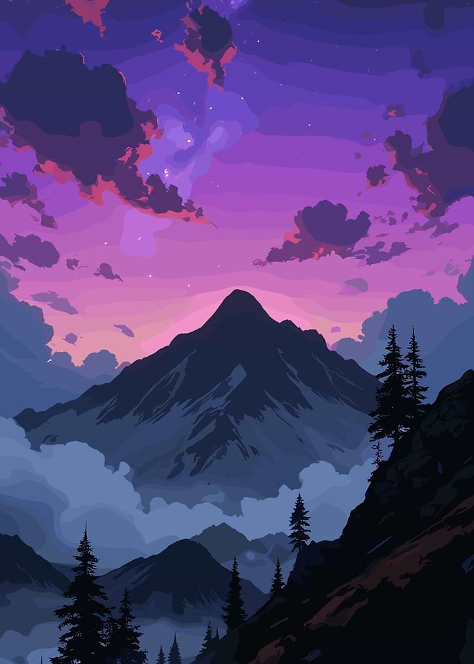 Mountain Landscape at Sunset