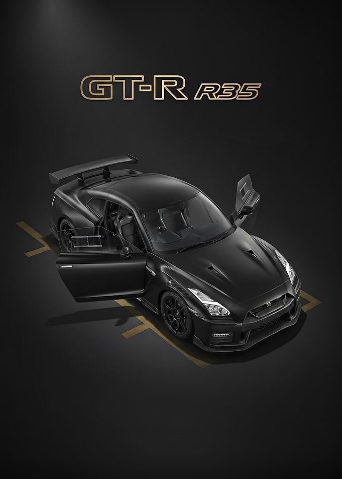 sleek Black Nissan GT-R R35 with Doors Open