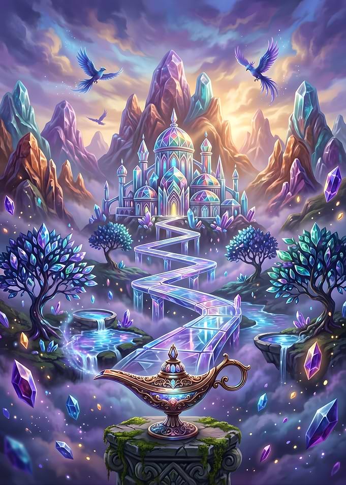 Magical Crystal Palace and Genie Lamp