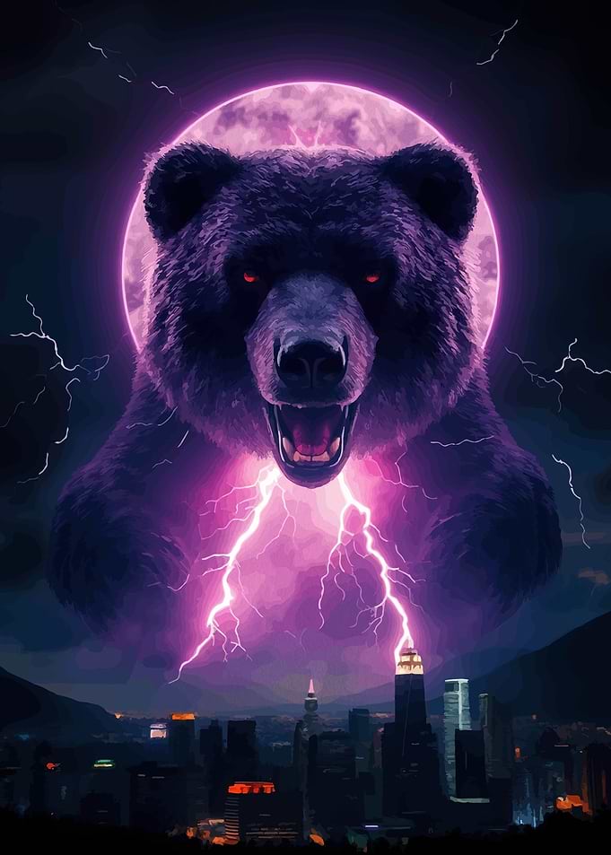 Bear Over Cityscape