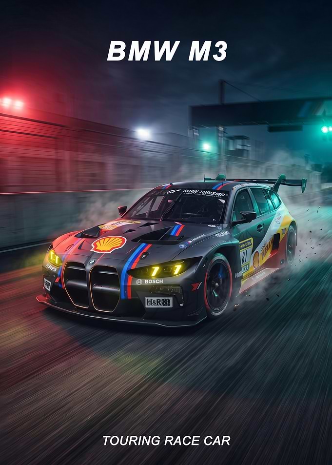 racing fast BMW M3 Touring Race Car poster