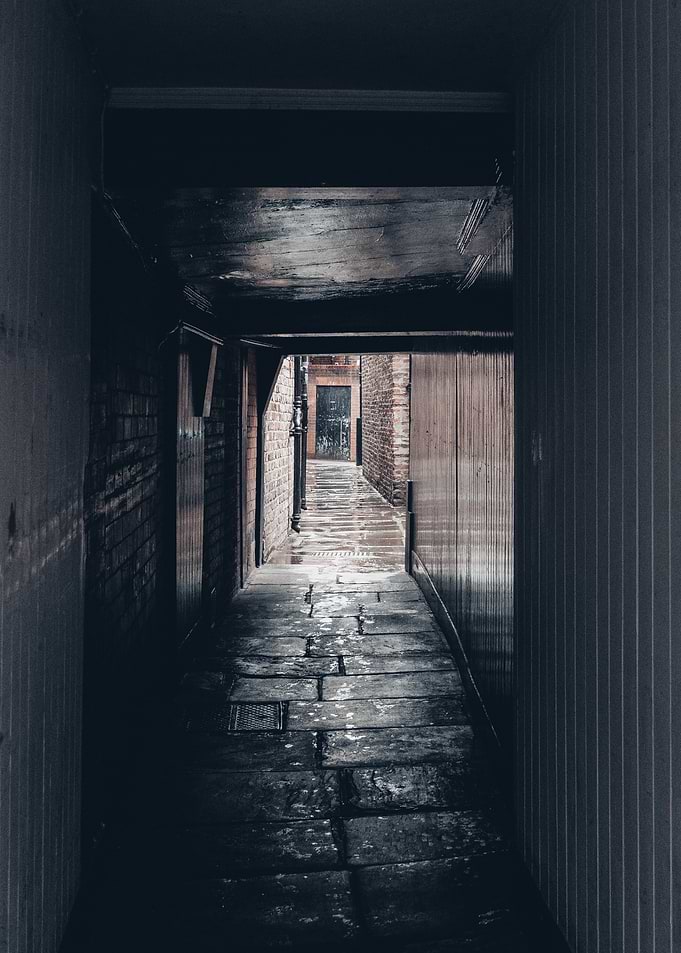 Dark Alleyway with Stone Steps