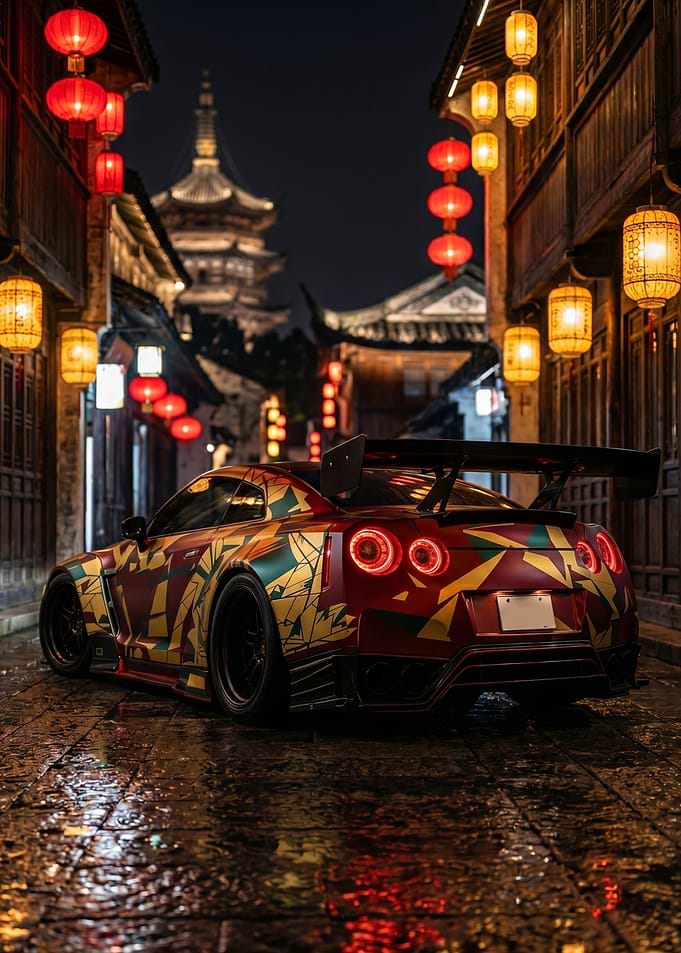 Customized Nissan GT-R in Asian Street