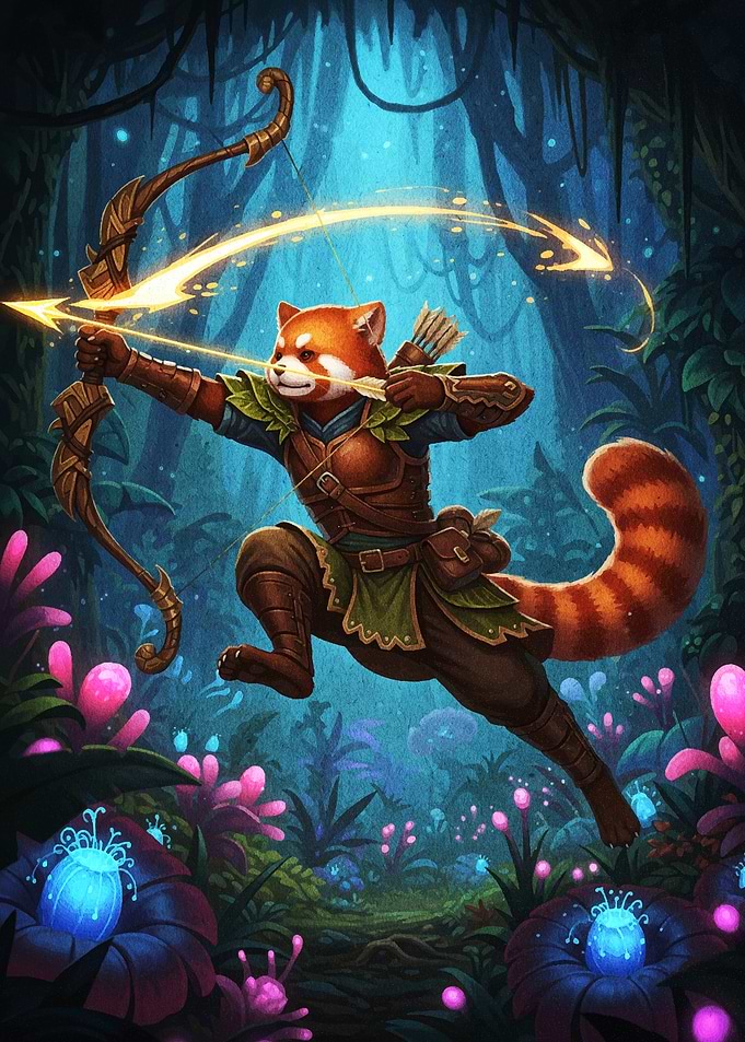 Red Panda Archer in Enchanted Forest