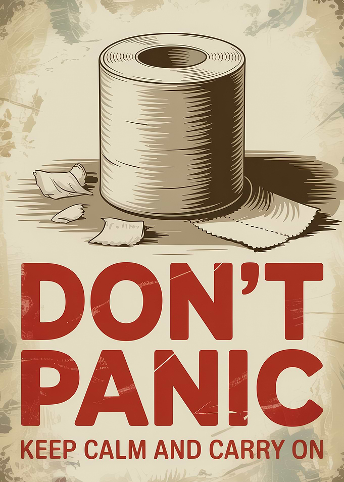 Don't Panic Keep Calm Toilet Art