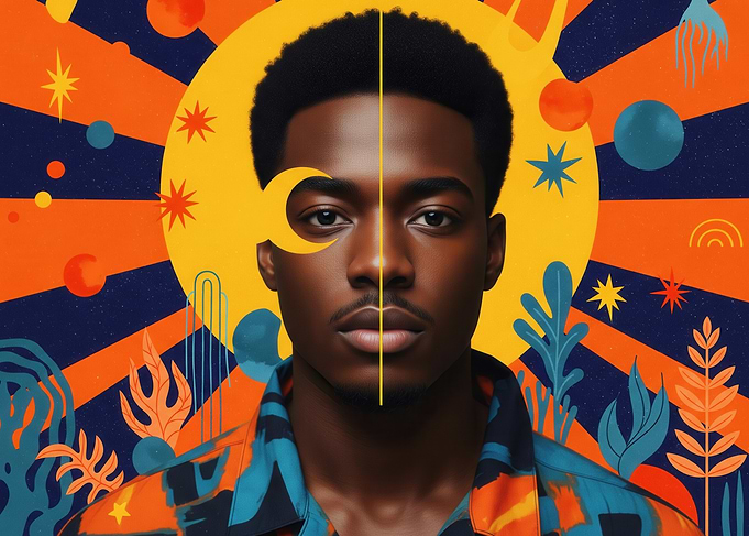 Man with Cosmic Background