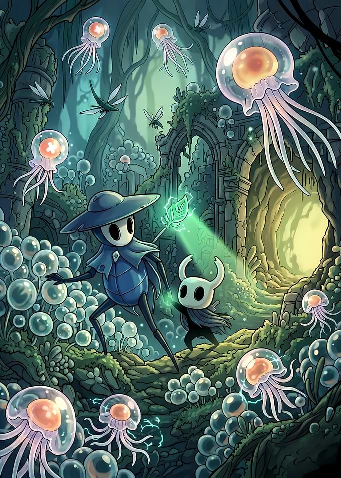 Hollow Knight Characters in Enchanted Forest