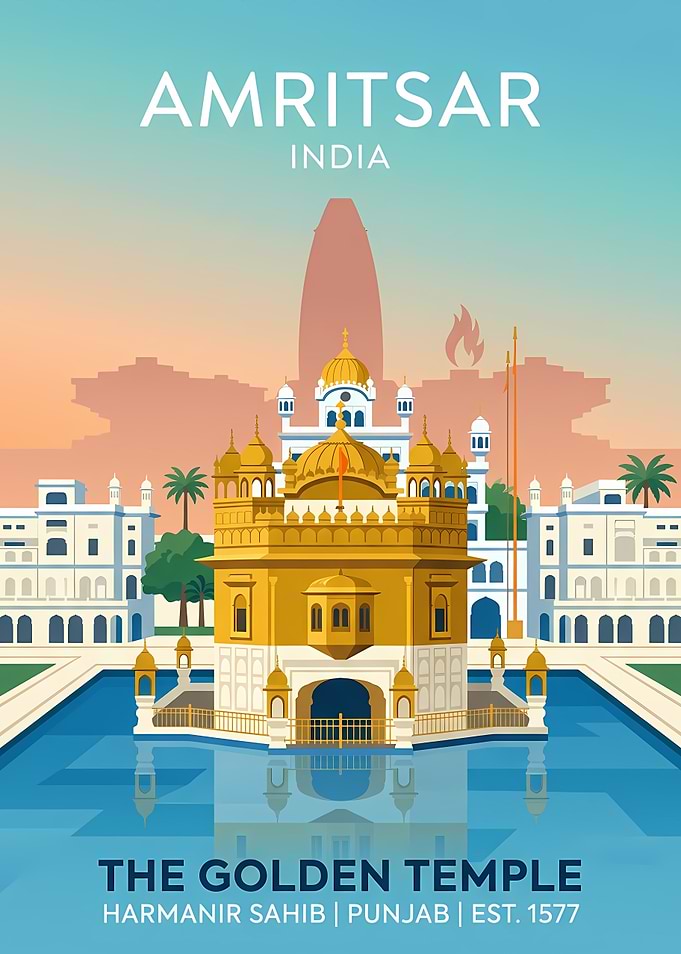 Amritsar Golden Temple Travel Poster