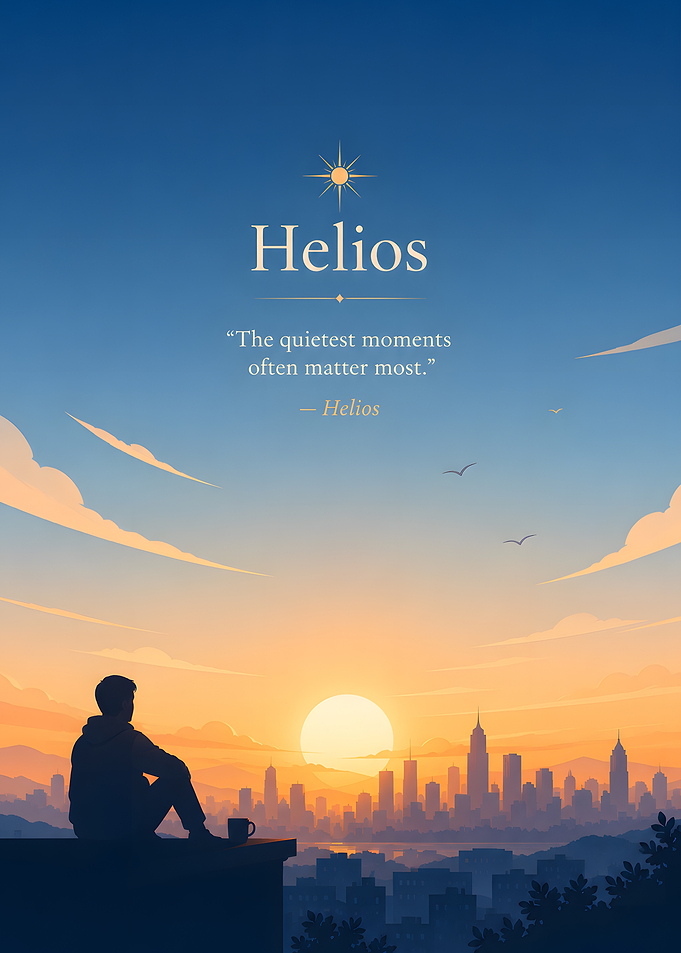 Man watching sunrise over city