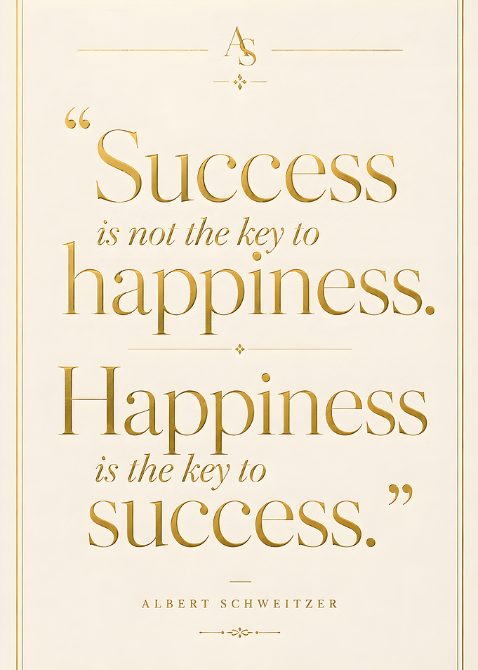 Albert Schweitzer quote on success and happiness