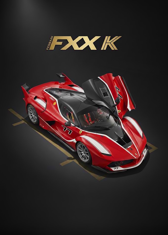 sleek race Ferrari FXX K Supercar car poster
