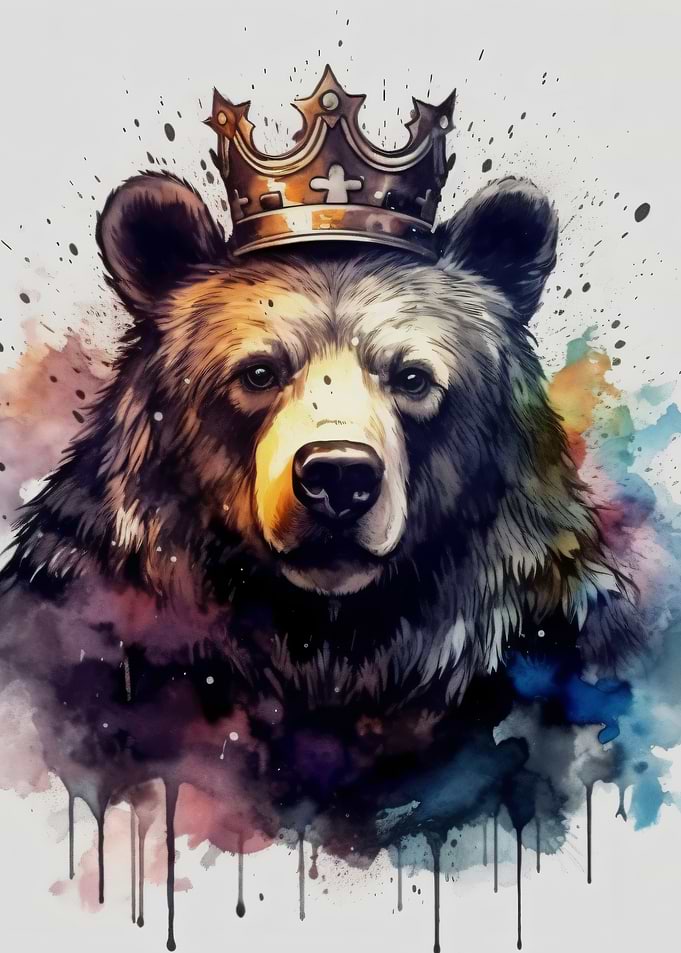Bear King Watercolor Painting