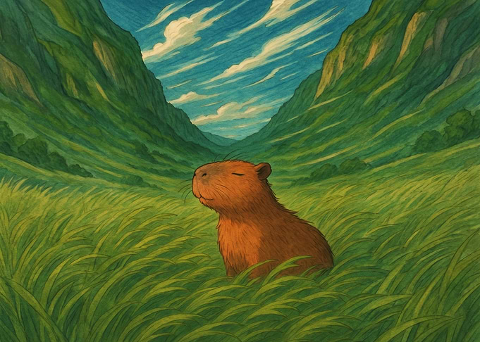 Capybara in a Grassy Valley