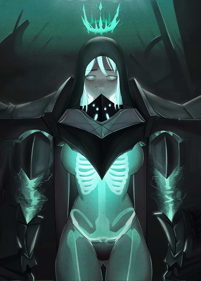 Ethereal Knight with Glowing Skeleton