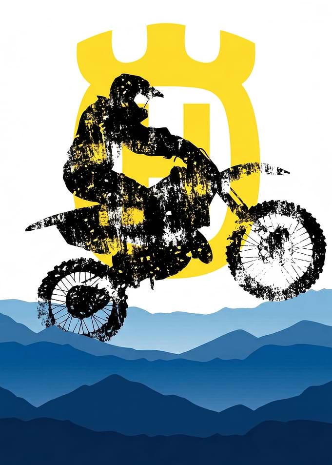 Motocross Rider Jumping Over Mountains