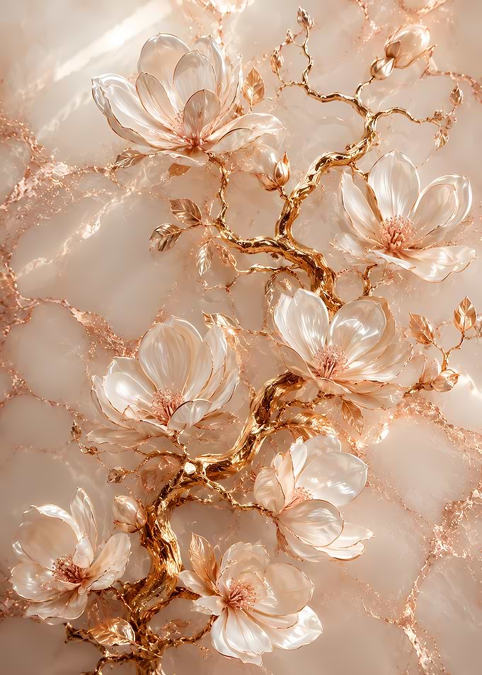 Golden Floral Embellishments on Marble
