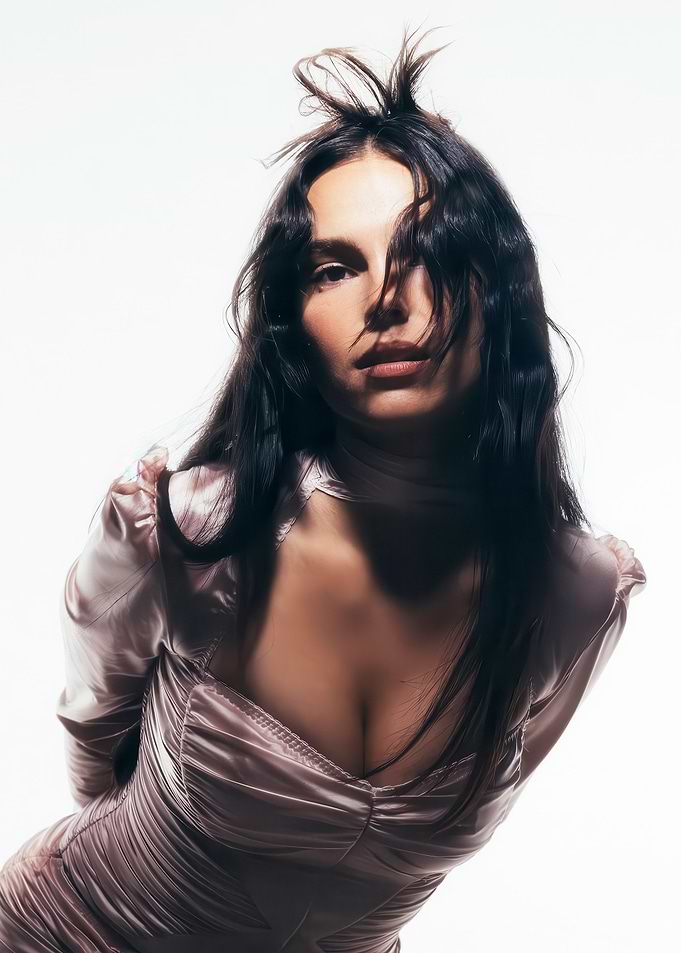 Woman in a satin dress