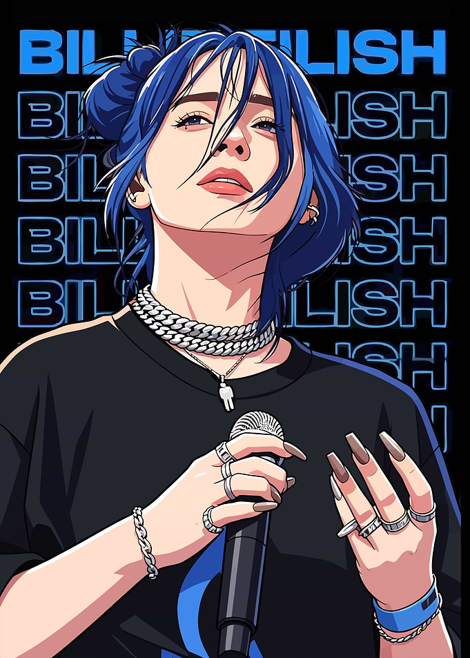 Billie Eilish Anime Style Portrait