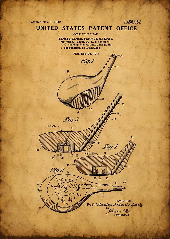 Vintage Golf Club Head Patent Drawing